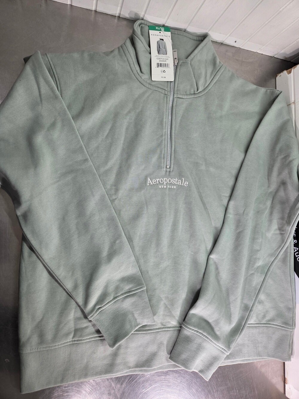 Aeropostale Women's New York Fleece 1/4 Zip Sweatshirt ,Sage Green (Size XL) - M